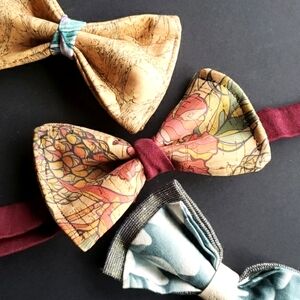 Funky Cork and Fabric Art Wear Bowtie bundle x3